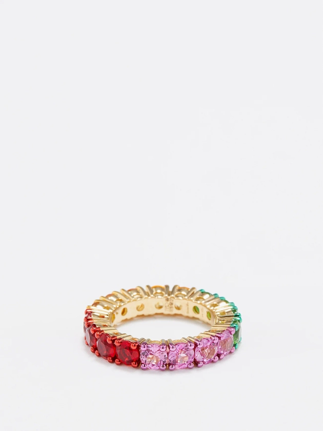 Rainbow citrine, corundum & 9ct gold ring