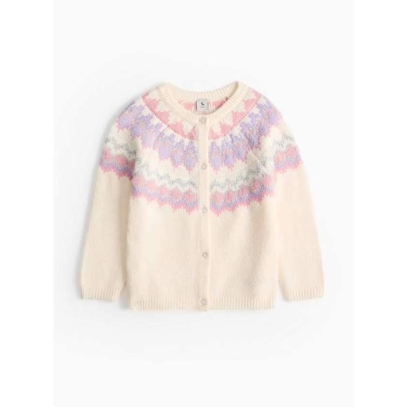 Cream & Pink Fair Isle Cardigan 4-5 years