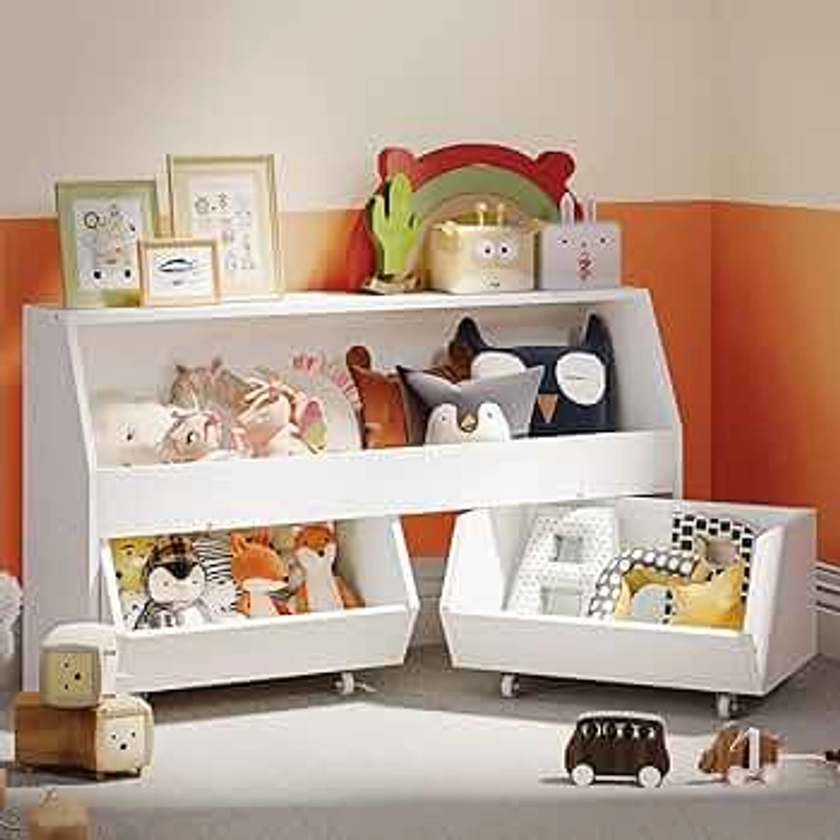 Toy Storage and Organizer for Kid, Boys and Girls Muti-Functional Bookcase and Storage Bin with Moveable Drawers, Children Toddler Storage Carbinet for Playroom, Bedroom, Nursery