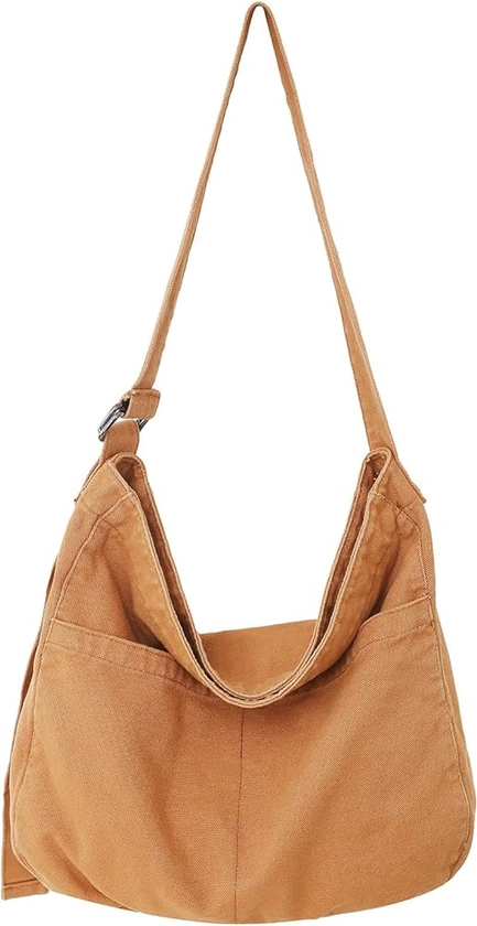 X SIM FITNESSX unisexe string Bag Oxford sac à bandoulière simple pour femme Shopping Bag quotidien/bureau/école/voyage sac en tissu de mode (Marron)