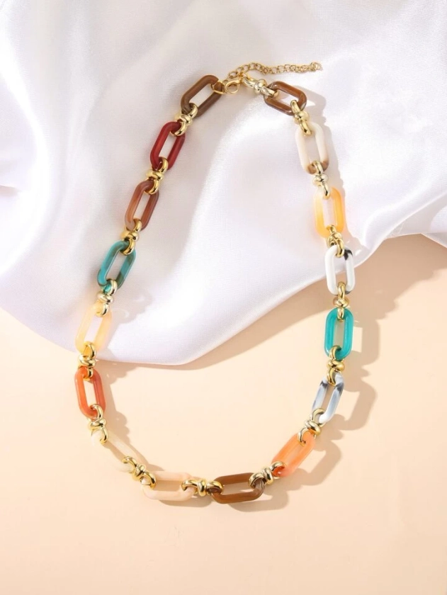 Collier à chaîne à blocs de couleurs