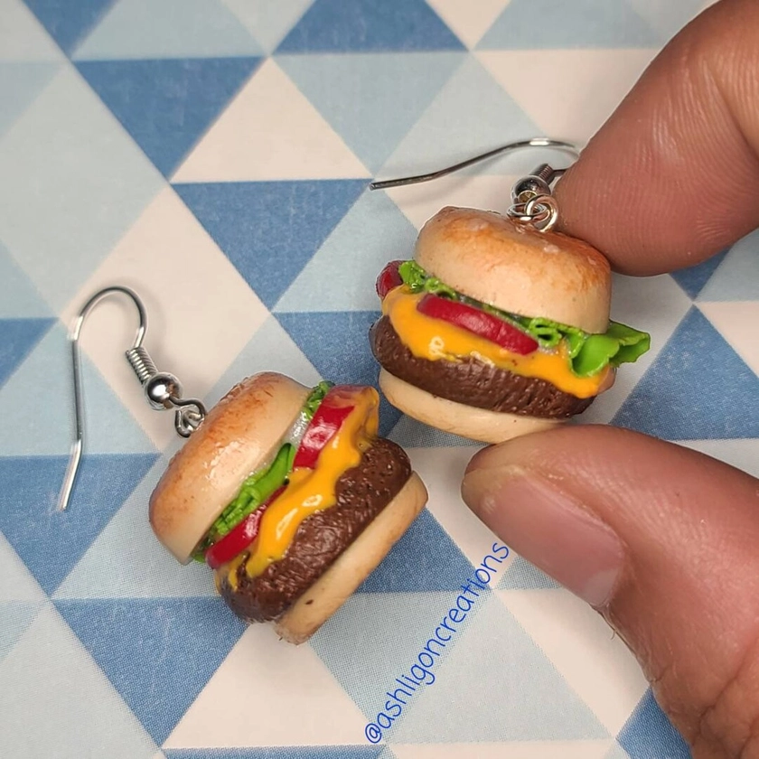 Cheeseburger Earrings - Etsy