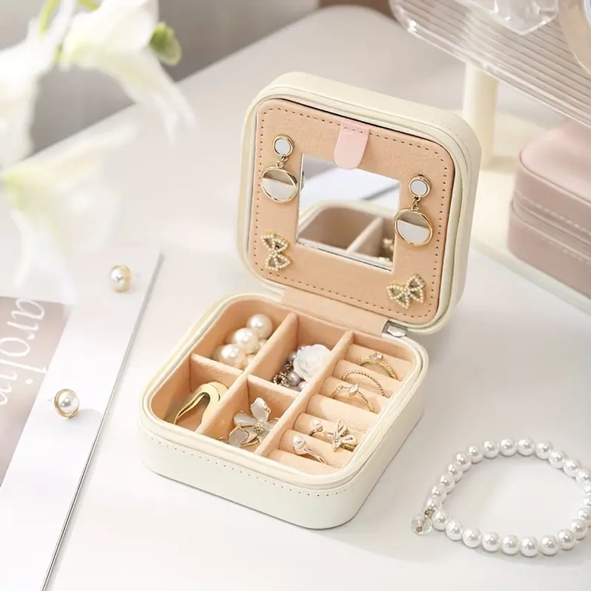 Minimalist Mini Square Jewelry Box, Lightweight Solid Color Travel Organizer, Portable Dustproof Container