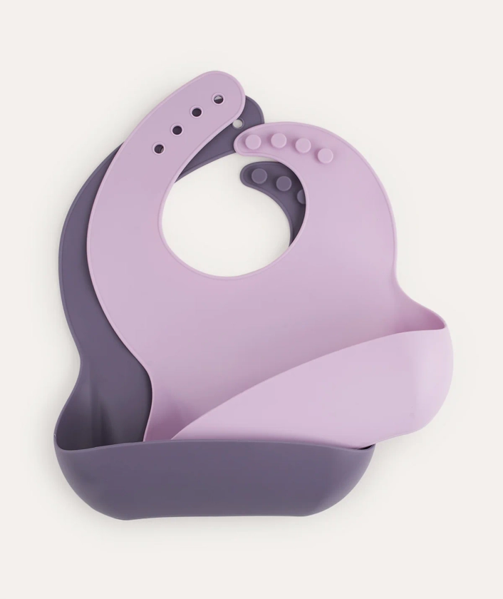 2-Pack Silicone Bibs: Lilac Mix