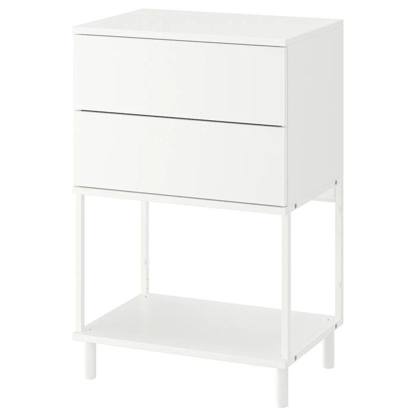 PLATSA chest of 2 drawers, white/Fonnes, 60x42x93 cm - IKEA