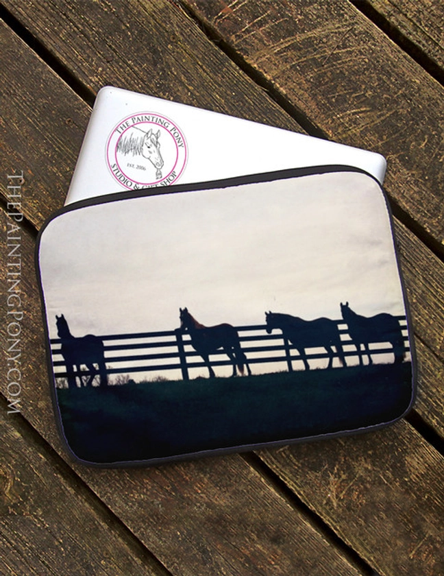 Horses at the Fence Equestrian Laptop Sleeve