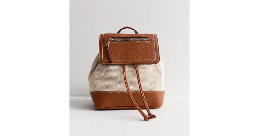 Brown Leather-Look Canvas Backpack | New Look