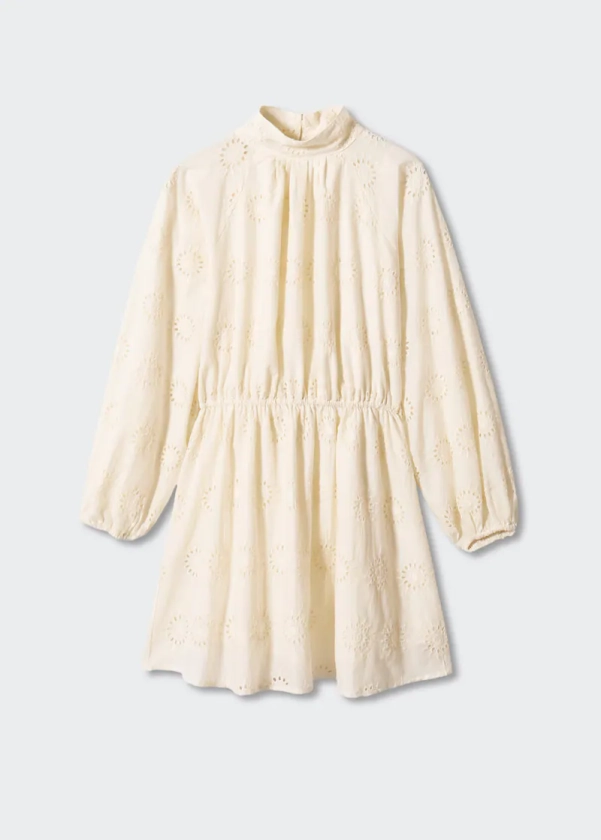 Robe coton détails ajourés - Femme | MANGO OUTLET France