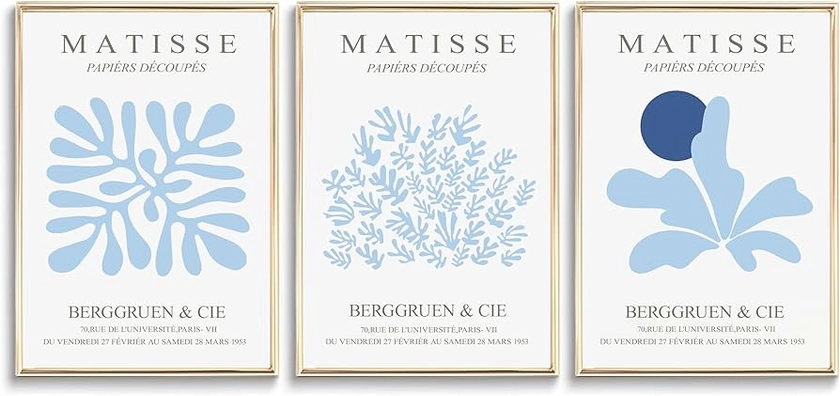 Amazon.com: 3Pcs Matisse Wall Art, Abstract Minimalist Blue Henri Matisse Canvas Posters Prints Aesthetic Wall Decor Pictures for Bedroom Living Room Gallery Home Decoration, Unframed: Posters & Prints