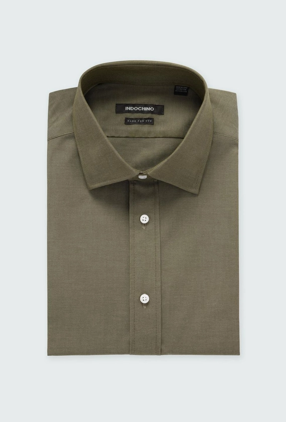 Men's Dress Shirts - Helmsley Oxford Olive Shirt | INDOCHINO