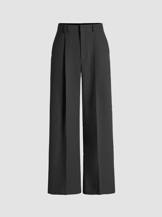 Pantalon large plissé à taille haute pour petite