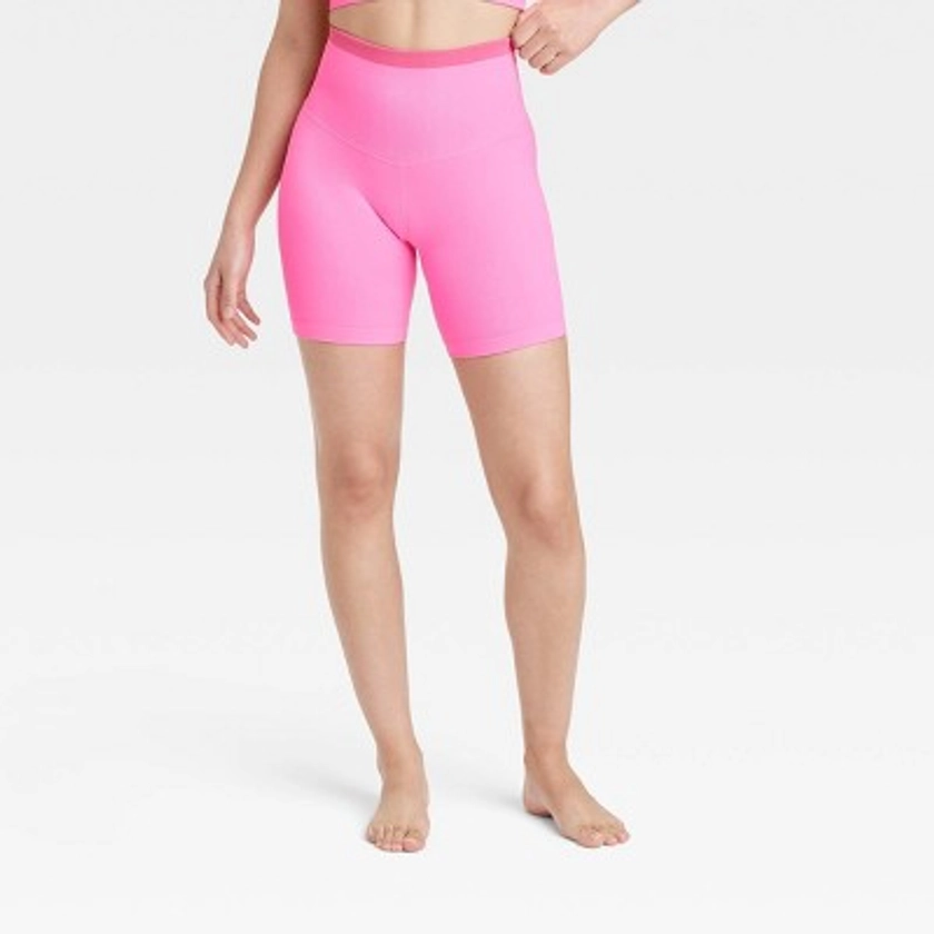 Women's Seamless High-Rise Bike Shorts 6" - JoyLab™ Pink XXL