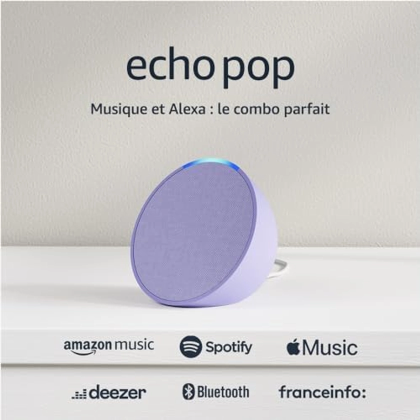 Echo Pop | Enceinte connectée Bluetooth et Wi-Fi compacte au son riche, avec Alexa | Lavande