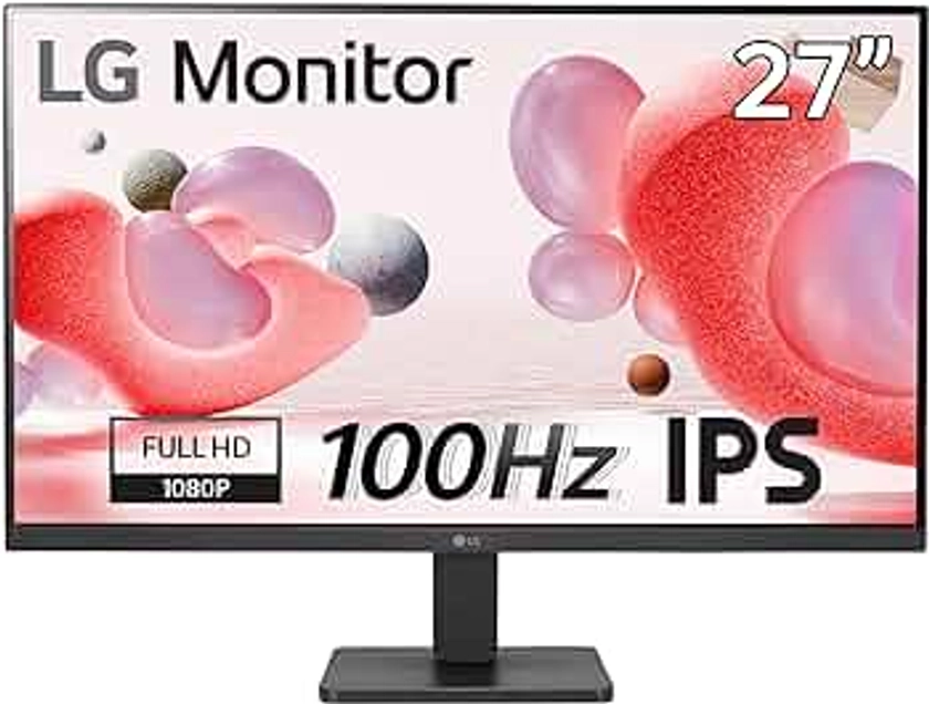 LG Electronics Monitor 27MR400-B, 27 Inch, Full HD 1080p, 100Hz, 5ms GtG, IPS Panel, AMD FreeSync, Smart Energy Saving, Anti-Glare, HDMI, Matte Black