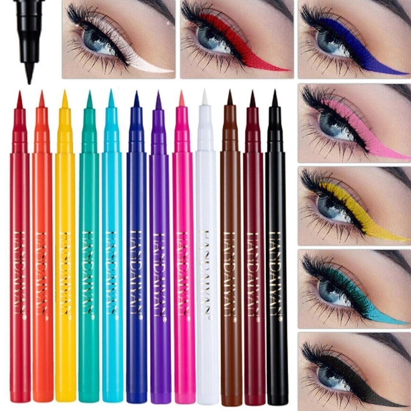 12Pcs/Set iquid Eyeliner Eye Makeup Waterproof Colour Liner Pen Long Lasting