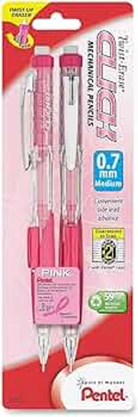 Pentel Breast Cancer Awareness Twist Erase CLICK Mechanical Pencil, (0.7mm) (PD277TBP2P-BC)