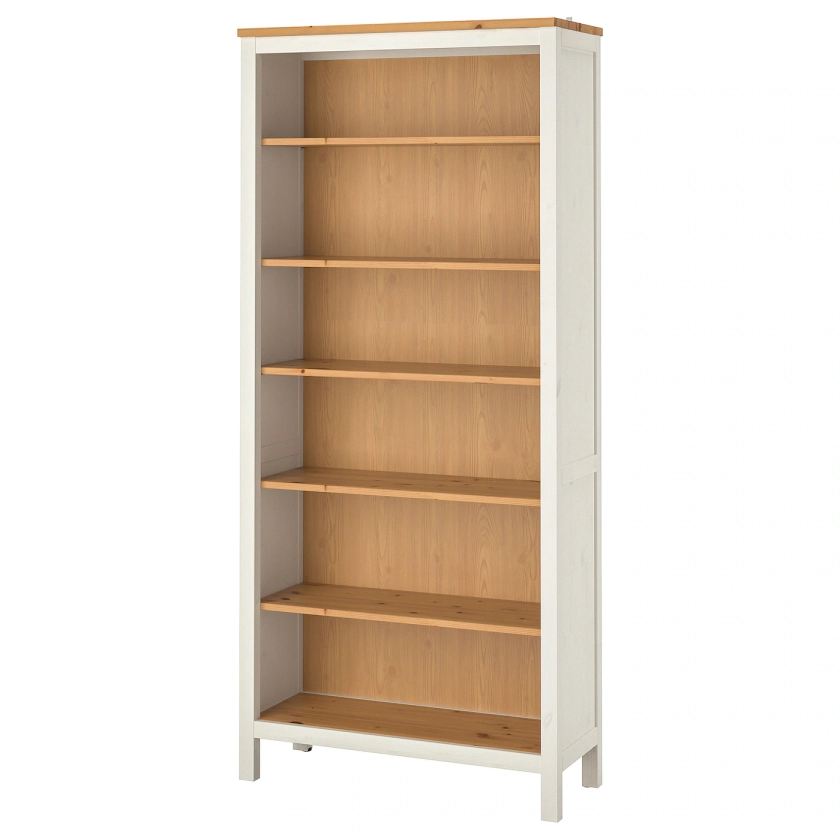 HEMNES bookcase, white stain/light brown, 353/8x771/2" - IKEA