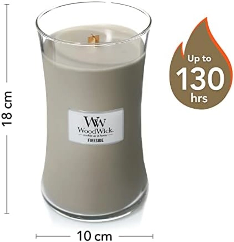 Woodwick Large Hourglass Scented Candle | Fireside | with Crackling Wick | Burn Time: Up to 130 Hours, Fireside : Amazon.co.uk: Home & Kitchen