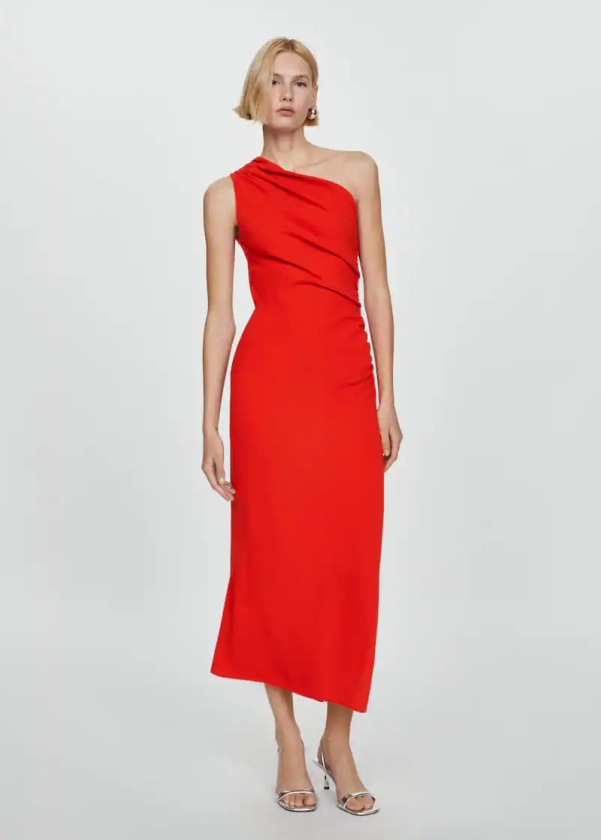 Asymmetrical dress with side slit - Women | Mango United Kingdom