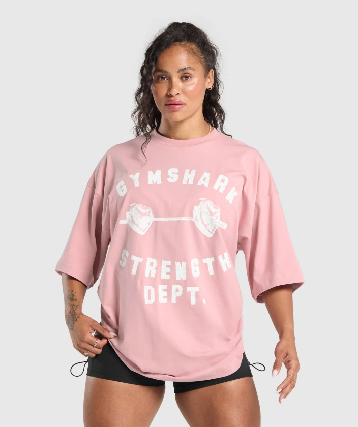 Gymshark Barbell Hearts Oversized T-Shirt - Light Pink