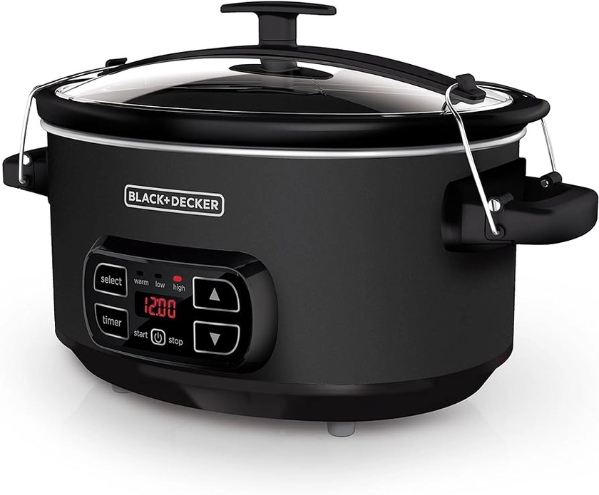 BLACK+DECKER 7-Quart Slow Cooker, SCD4007, Chalkboard Exterior, Locking Lid, 3 Heat Settings, Removable Stoneware Crock