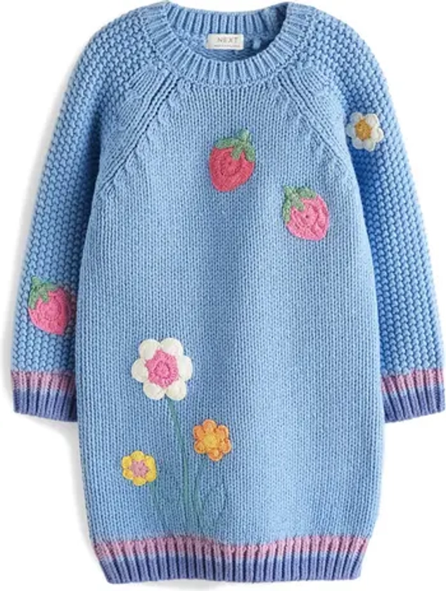 Kids' Floral Appliqué Sweater Dress & Tights Set