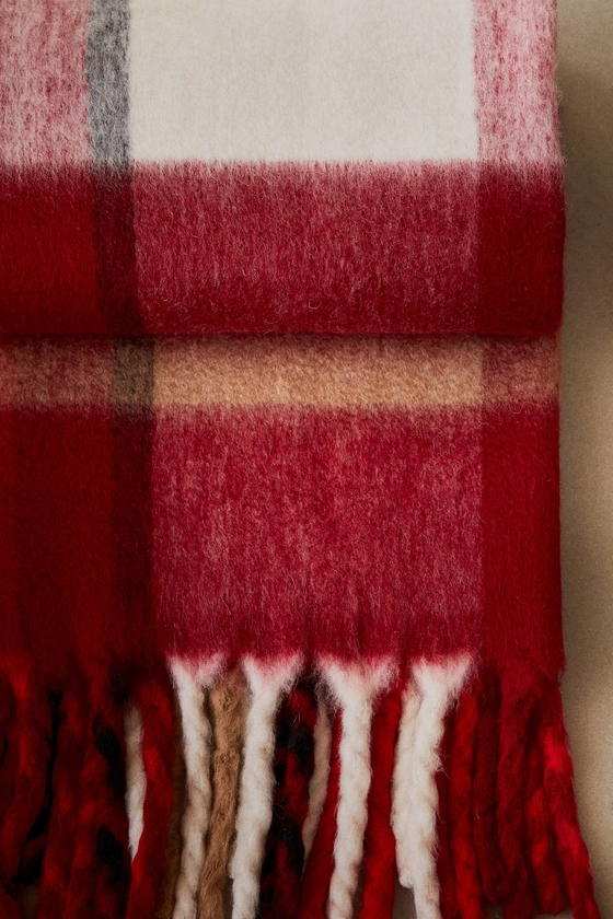 Plaid à motif - Rouge/carreaux - Home All | H&M FR