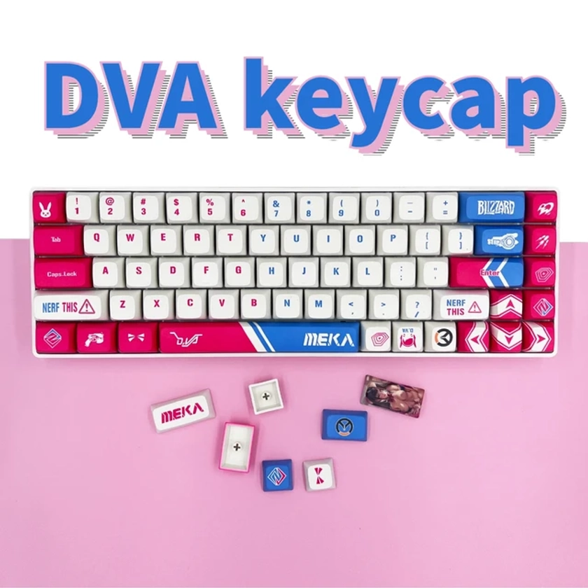 XDA-Casquette de clavier mécanique de jeu à thème DVA pour adultes, aucun profil, matériau PBT, beauté sexy, anime, continent, 129 touches