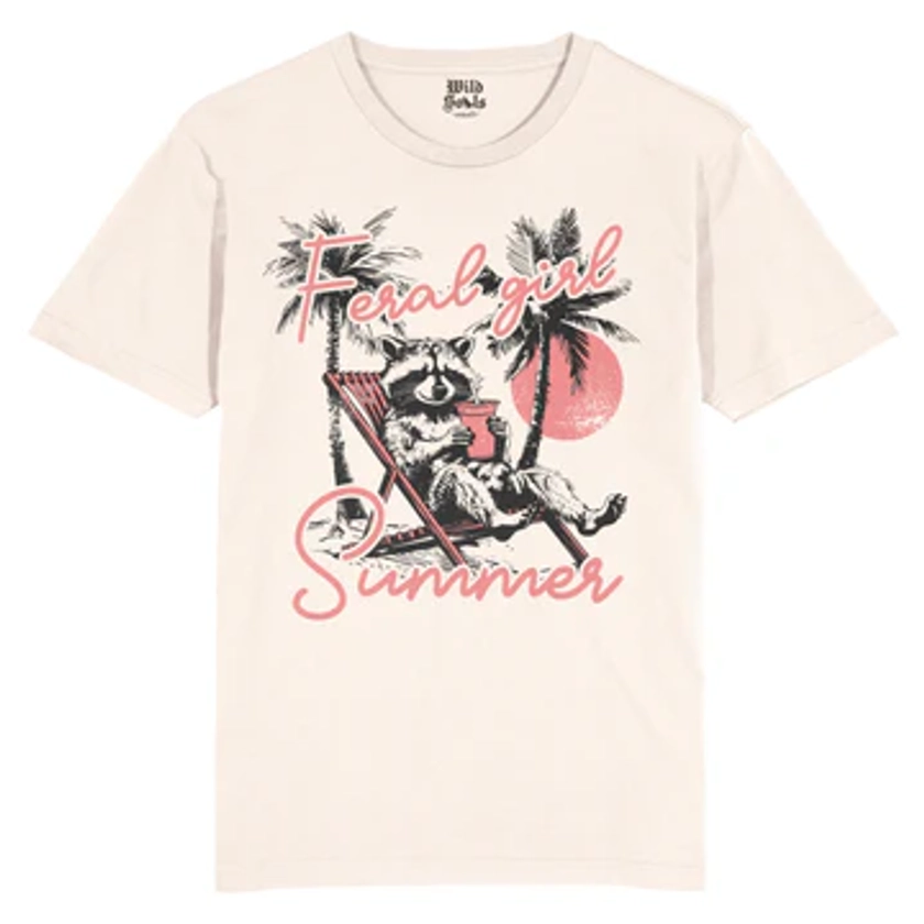 Feral Girl Summer T-Shirt, Funny Summer Graphic Tee - Wild Souls
