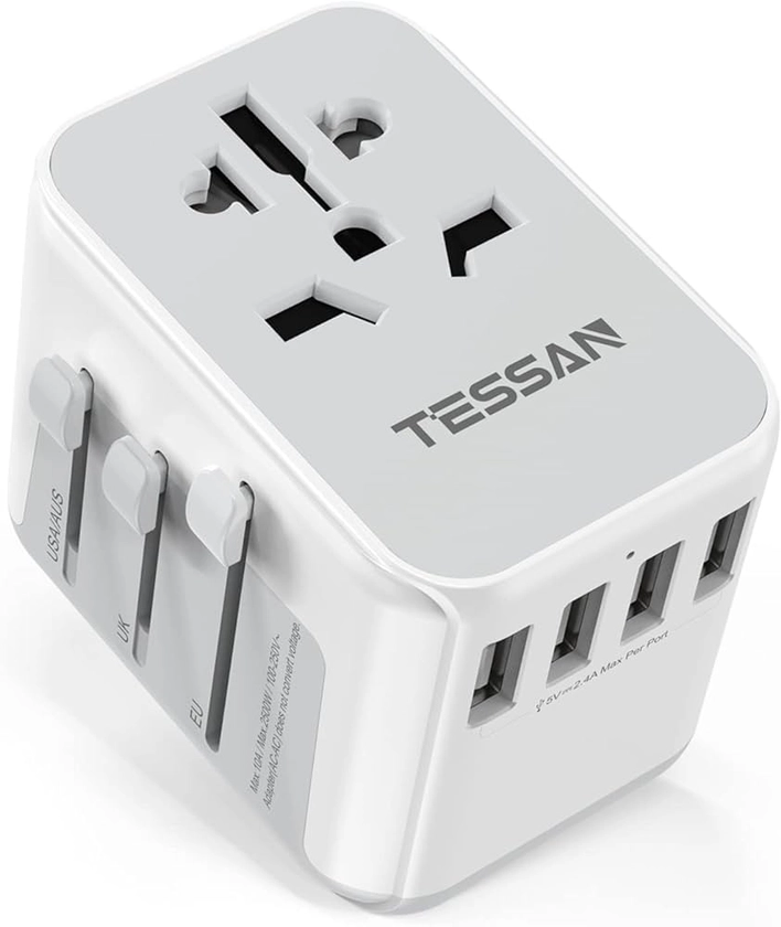 TESSAN Plug Adapter Worldwide with 4 USB and 1 AC Socket, International Travel Adapter UK to European Power Universal Plug Adaptor for EU USA Australia Thailand : Amazon.co.uk: Computers & Accessories
