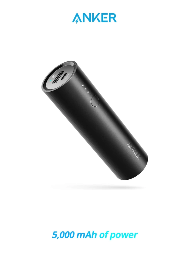 Anker PowerCore 5000 Portable Charger, Ultra-Compact 5000mAh External Battery with Fast-Charging Technology, Power Bank for iPhone, iPad, SamsungGalaxy and More