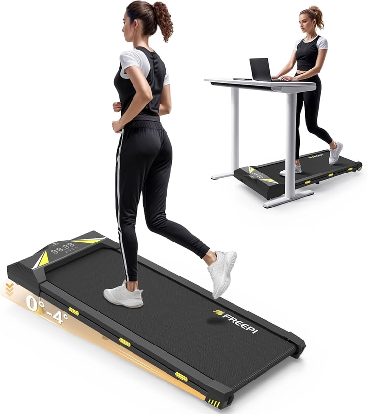 Freepi Tapis de Course 4 en 1 avec Inclinaison Pliable, Tapis de Marche avec Télécommande, Une Utilisation à Domicile ou au Bureau