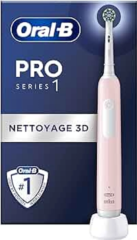 Oral-B Pro Series 1Brosse à Dents Électrique, Rose, 1 Brossette Nettoyage 3D, Élimine la Plaque Dentaire, Minuteur, Rechargeable