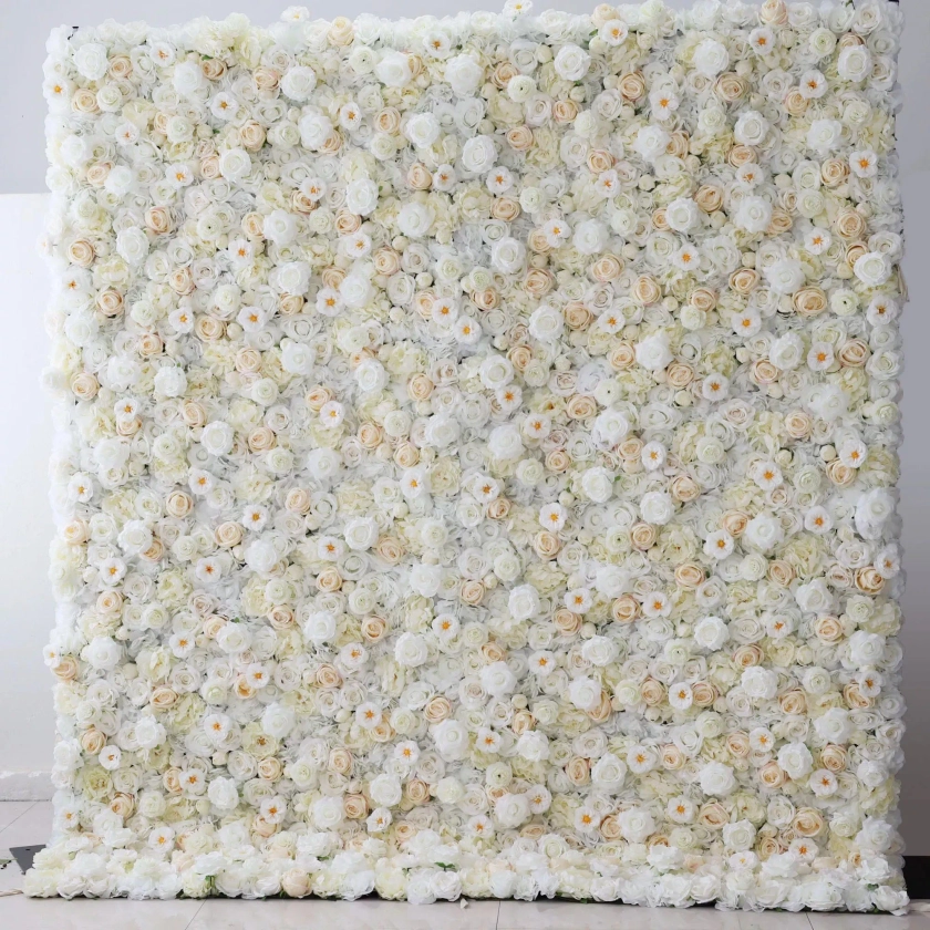 Valar Flowers Roll Up Fabric Artificial White, Cream and Champagne Flo