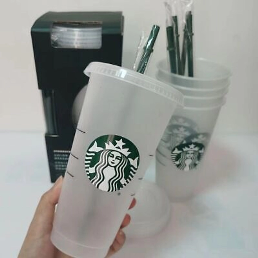Starbucks Becher Reusable Cold Cup mit Glitzer buntes 24oz 1 Stück New | eBay