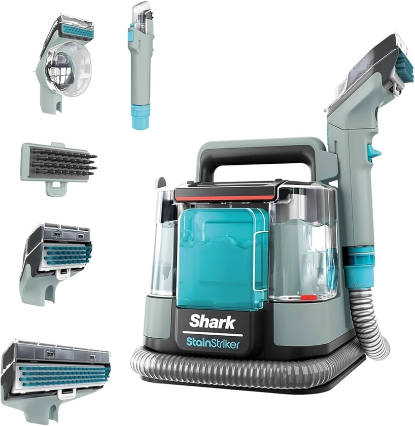 Shark StainStriker Stain & Spot Cleaner with Tough Stain, Crevice & Hose-Cleaning Tools, 2x Full-Size Bespoke Cleaning Formulas Remove Stains, Odours, Dirt & Grime, Lightweight, 450W, Grey PX200UKCP