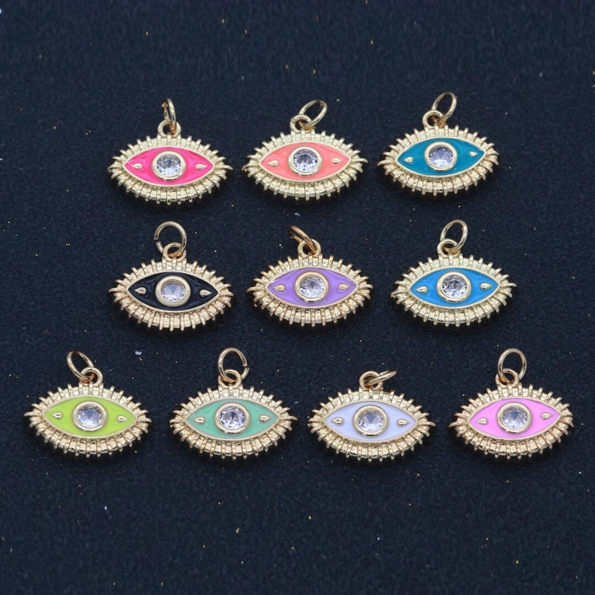 Evil Eye Charm Boho Gold Filled Eye Charms,evil Eye Pendant,evil Eye Jewelry,good Luck Eye Charm,blue Evil Eye Charm,pink Purple Eye Charm - Etsy