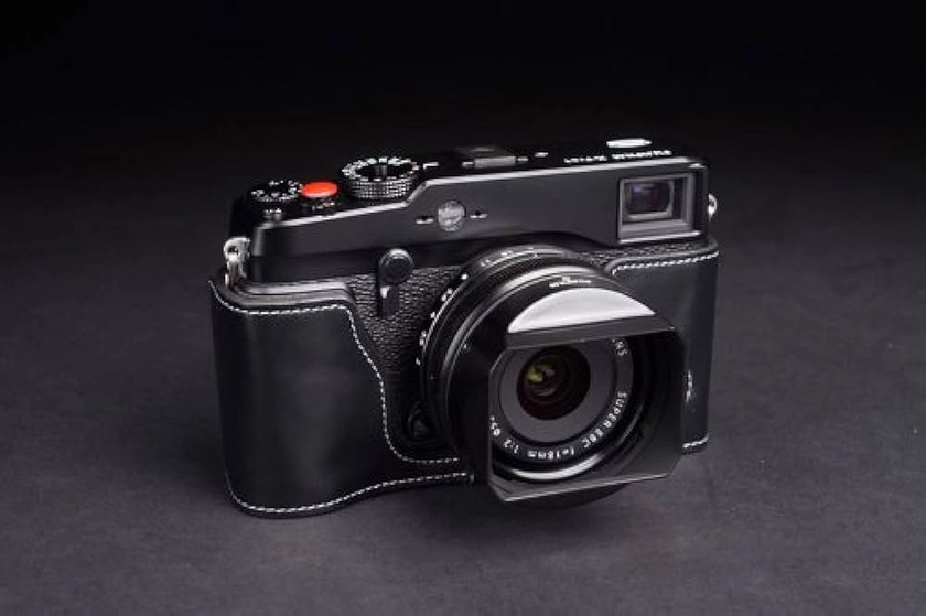TP Demi-étui en cuir véritable fait à la main pour appareil photo Fujifilm X-Pro1 Noir