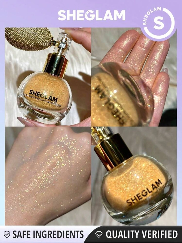 SHEGLAM Go Go Glow Highlighting Body Mist-Gold Body Glitter Powder Spray High-Shine Finish Multi-Use Shimmer Glow Highlighter Face Makeup Black Friday Winter Gifts Highlighter