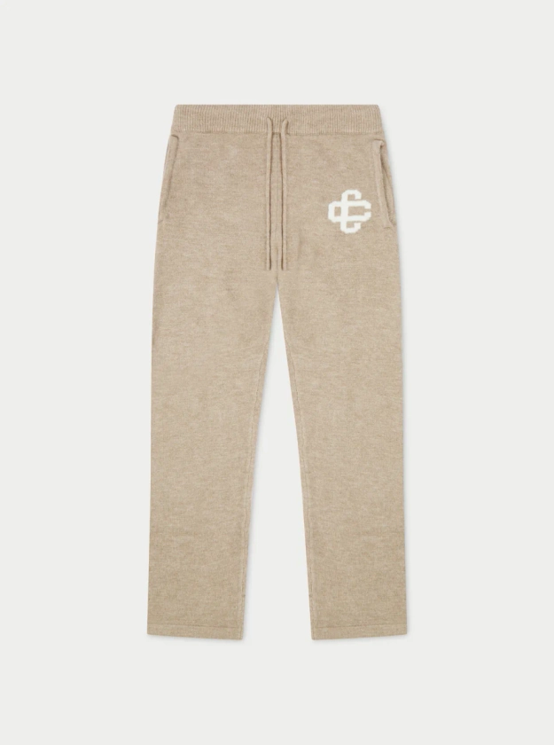 FLUFFY KNIT EMBLEM JOGGERS - BEIGE