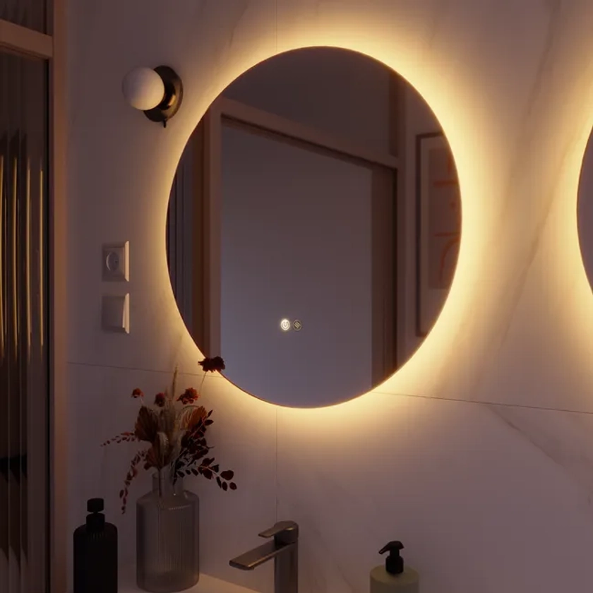 Espejo de baño con luz LED Modern Round , antivaho, táctil 60x0cm | Leroy Merlin