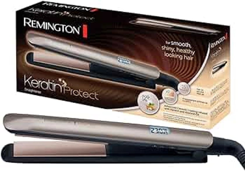 Remington Lisseur Cheveux [Soin Kératine & Huile d'amande] Protect (Soin des cheveux, Céramique, Ecran LCD, 10 réglages de Température 150-230°C, Voltage universel,pochette) Fer à lisser S8540 : Amazon.fr: Beauté et Parfum