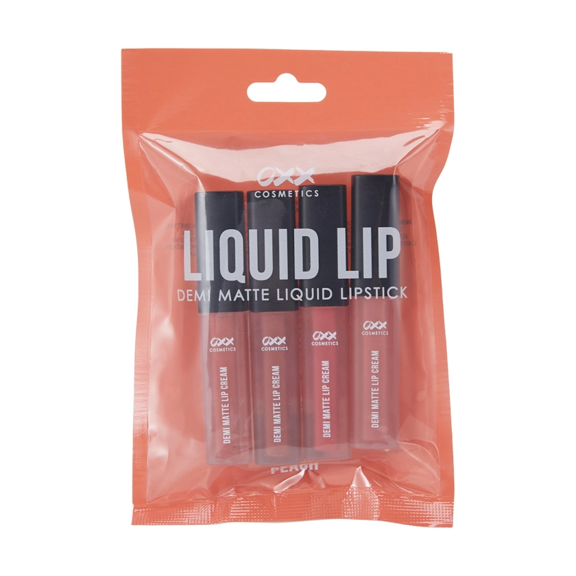 OXX Cosmetics 4 Piece Liquid Lip Demi Matte Liquid Lipstick - Peach