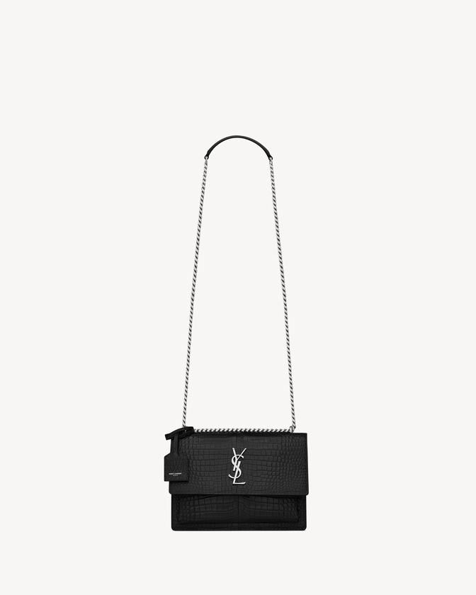 SUNSET MEDIUM EN CUIR EMBOSSÉ CROCODILE | Saint Laurent | YSL.com