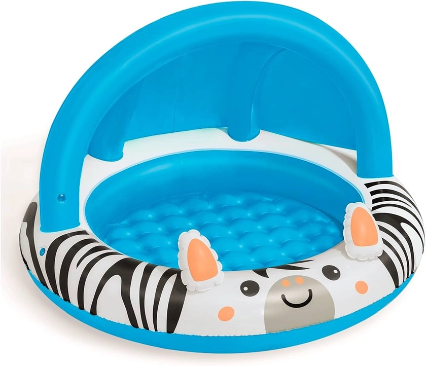 Bestway Shaded Baby Pool | Safari Fun Inflatable Play Centre, UV Sunshade, Inflatable Floor, Zebra Design, Ages 2+