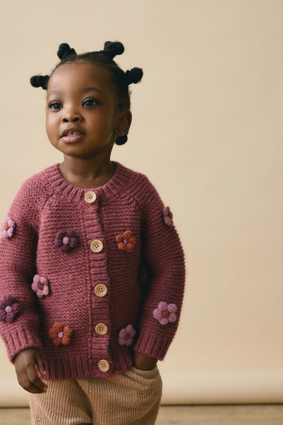 Buy Burgundy Red 3D Flower Cardigan (3mths-7yrs) from the Next UK online shop