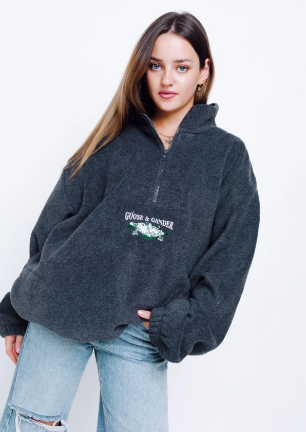 Unisex Charcoal Goose Mountain 1/4 Zip Fleece