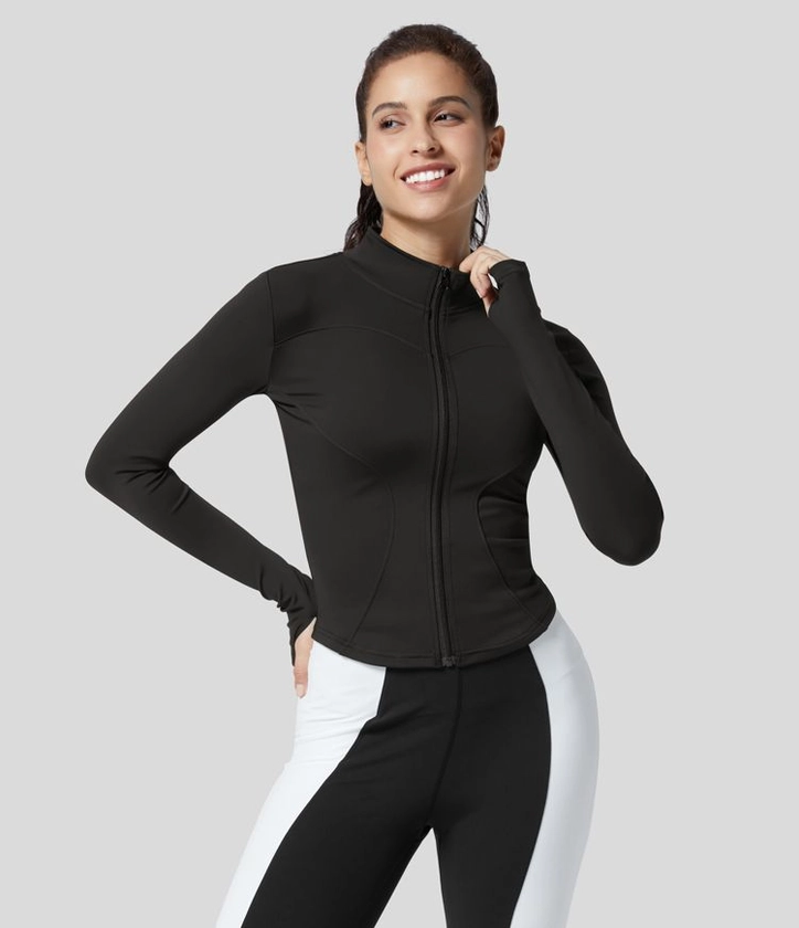 Women’s Zipper Thumb Hole Yoga Jacket - Halara 