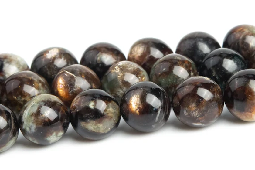 Golden Brown Black Phlogopite Beads Genuine Natural Grade AAA Gemstone Round Loose Beads 6MM 8MM 10MM 12MM Bulk Lot Options