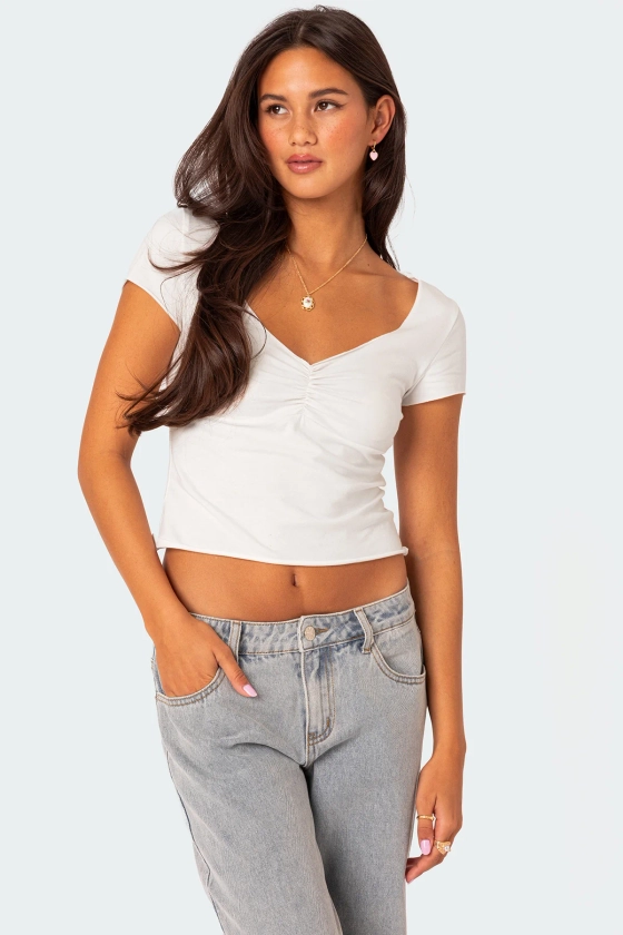 Ava V Neck Ruched Top